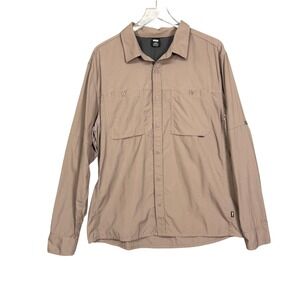 REI Co-op Shirt Mens Large Brown Long Adj Sleeve Button Up Outdoor Hiking Vented